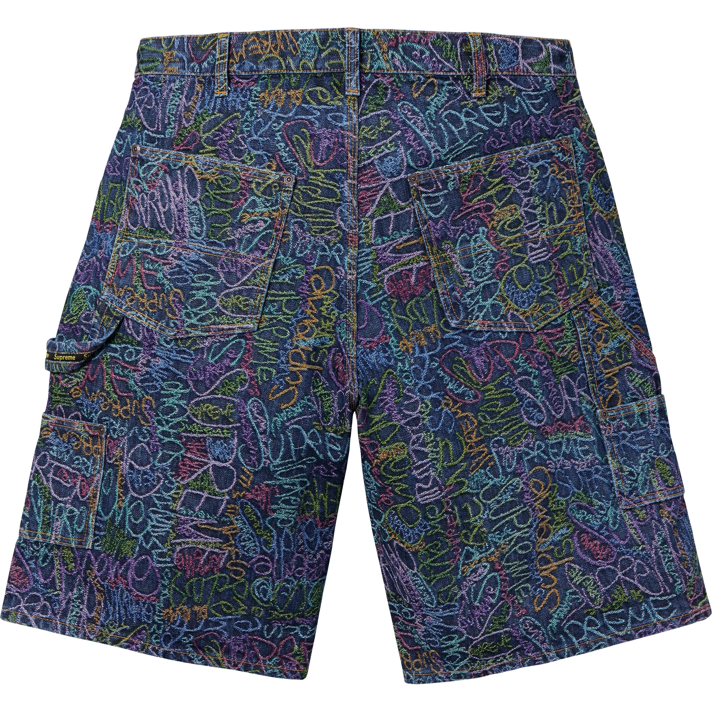 Handwriting Double Knee Denim Short view 4